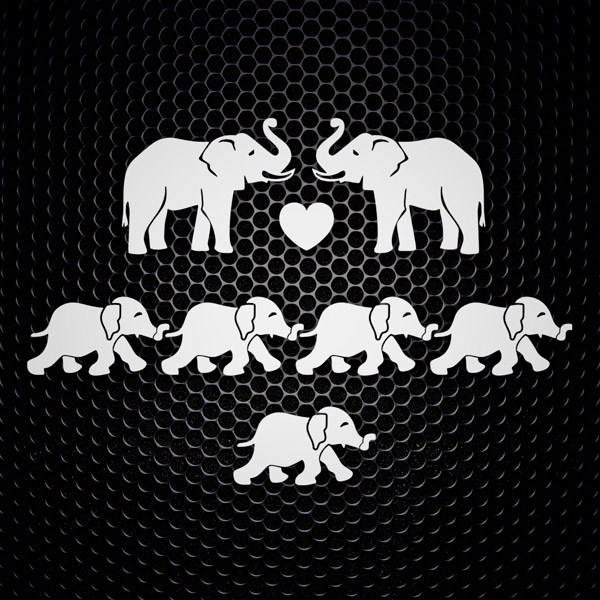 Car & Motorbike Stickers: Set 8X Elephants 0