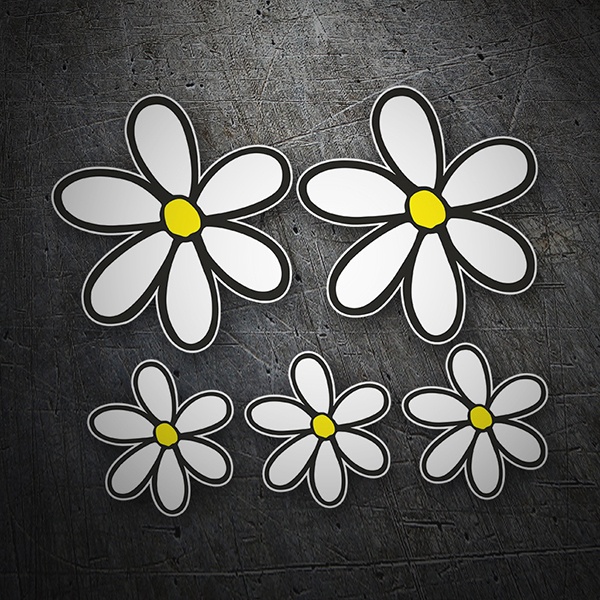 Car & Motorbike Stickers: Kit of 5 Surf Daisy Flowers