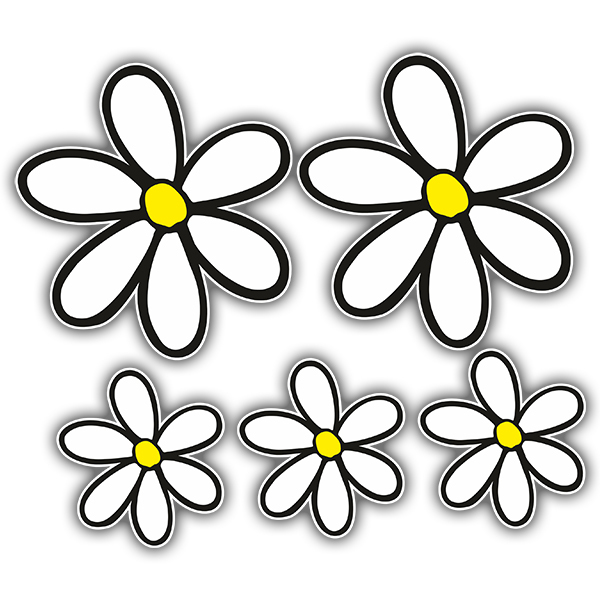 Car & Motorbike Stickers: Kit of 5 Surf Daisy Flowers