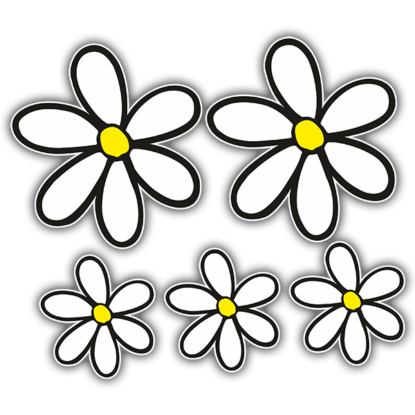 Car & Motorbike Stickers: Kit of 5 Surf Daisy Flowers