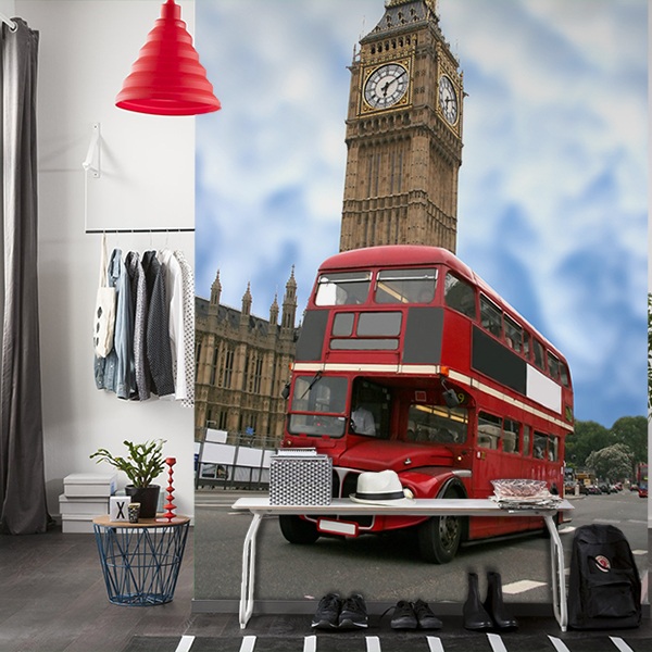 Wall Murals: Big Ben and British bus 0