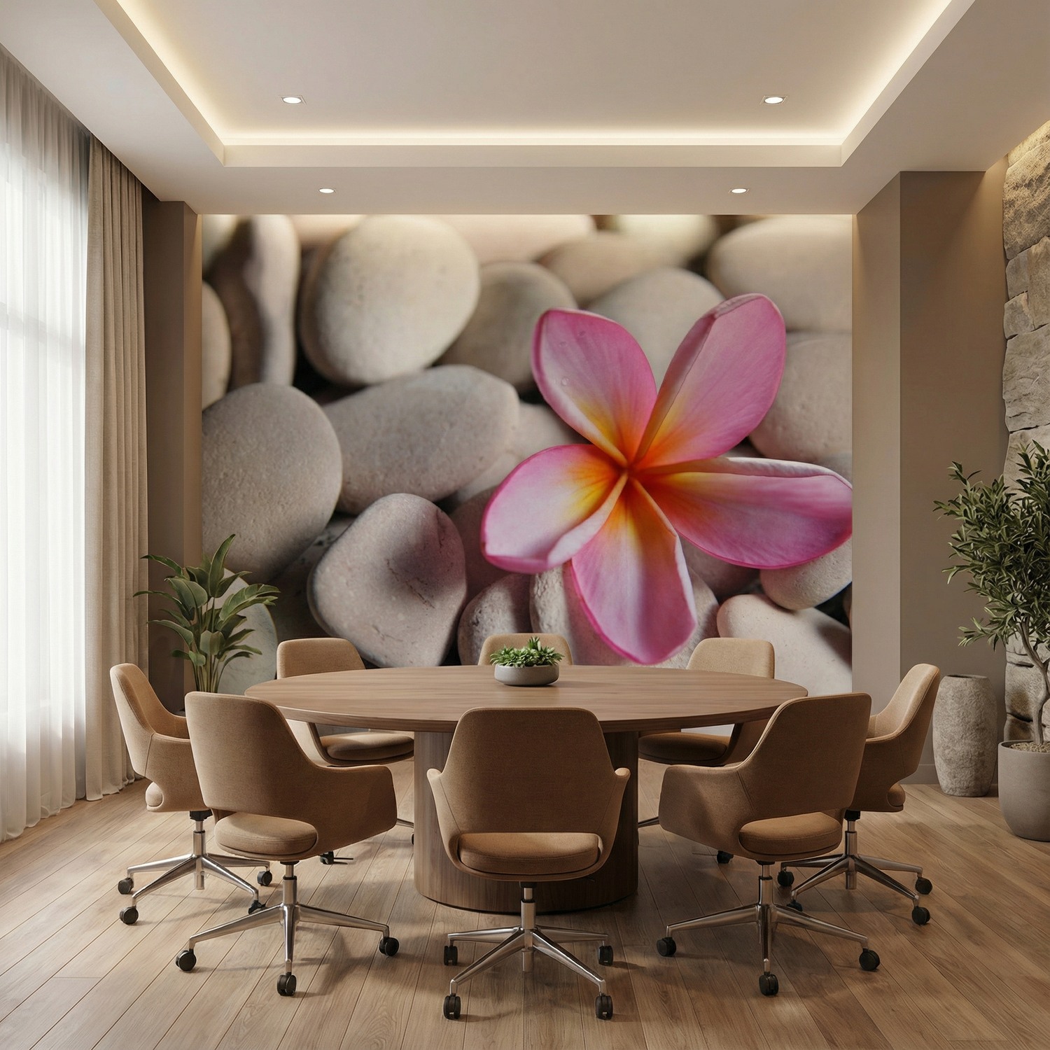 Wall Murals: Flower on stone grey Flower on stone grey