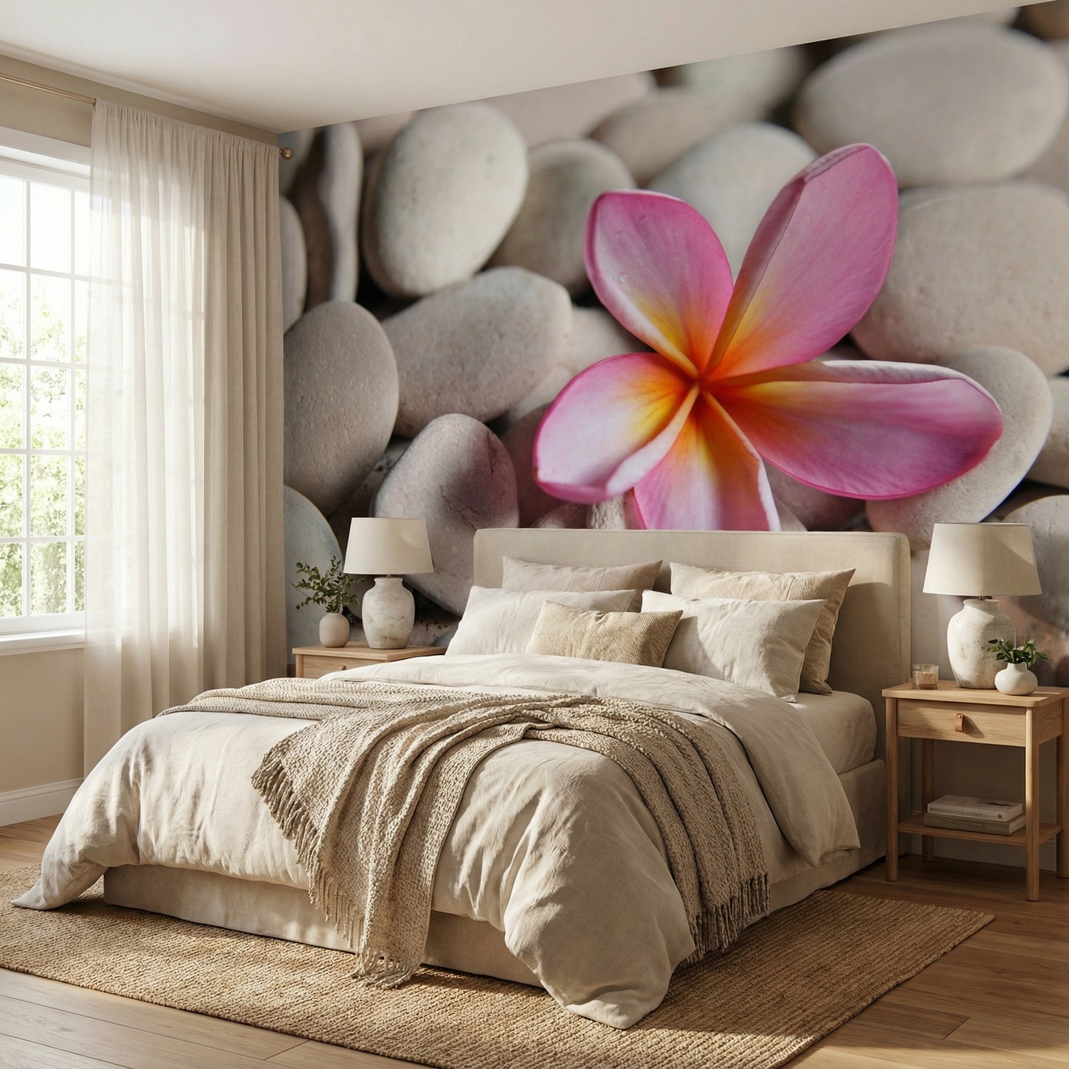 Wall Murals: Flower on stone grey Flower on stone grey