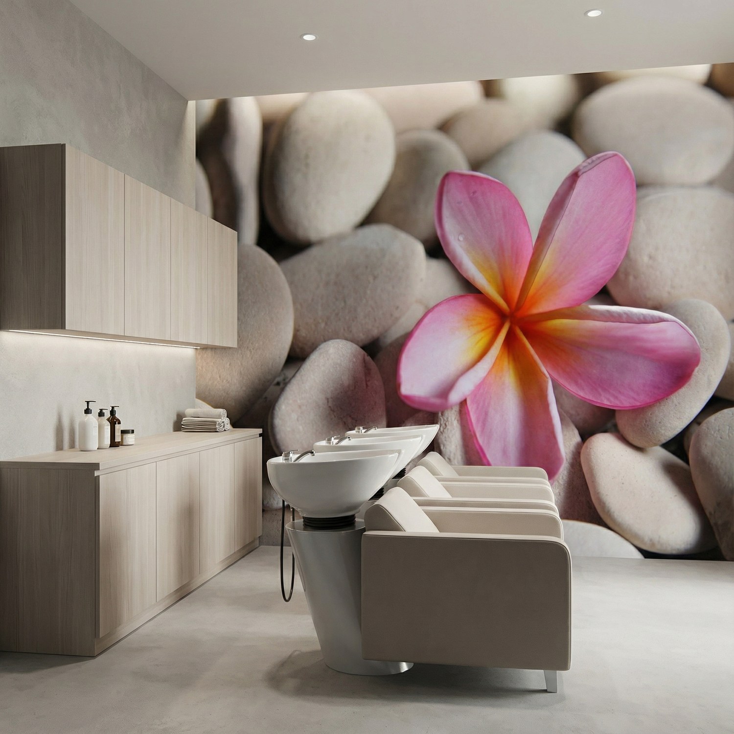 Wall Murals: Flower on stone grey Flower on stone grey