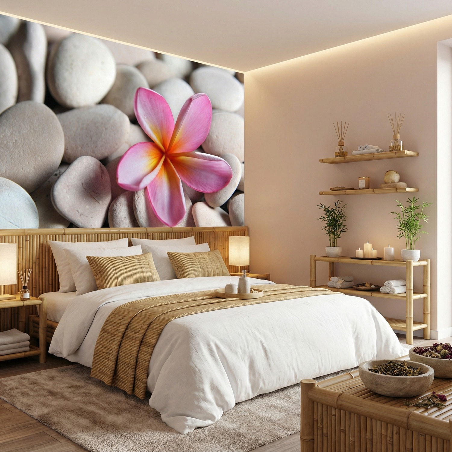 Wall Murals: Flower on stone grey Flower on stone grey