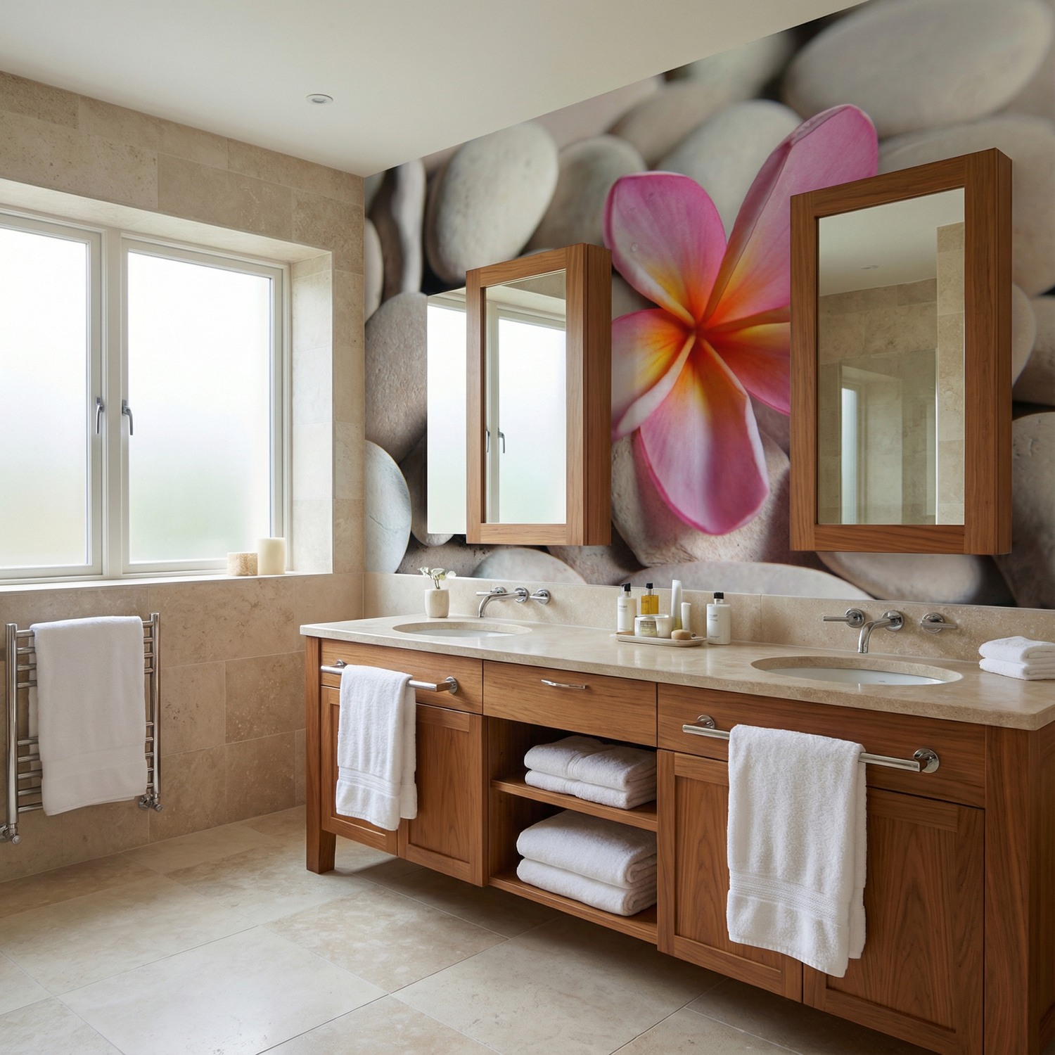 Wall Murals: Flower on stone grey Flower on stone grey