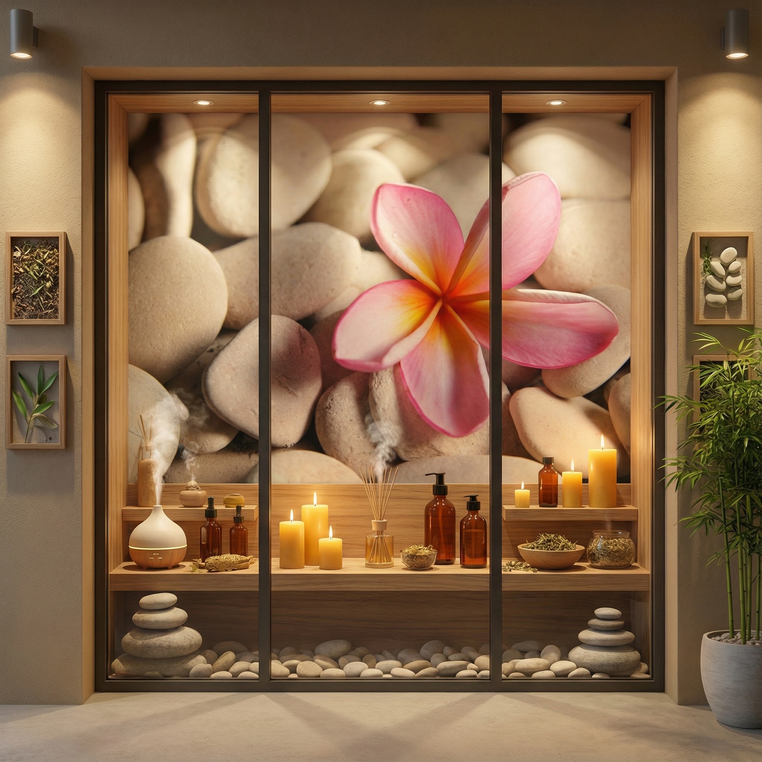 Wall Murals: Flower on stone grey Flower on stone grey
