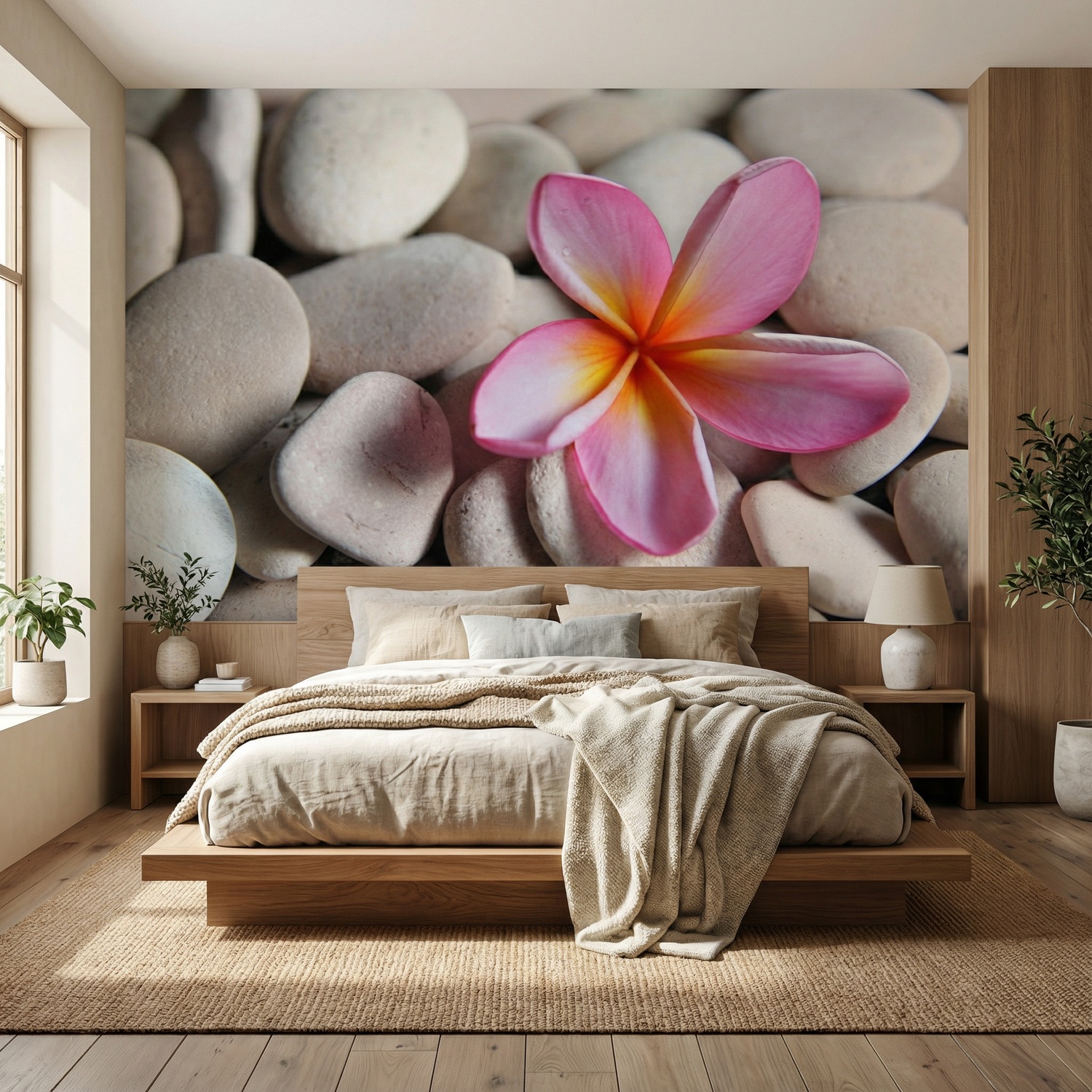 Wall Murals: Flower on stone grey Flower on stone grey