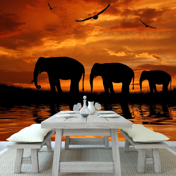 Wall Murals: Elephants migrating 0