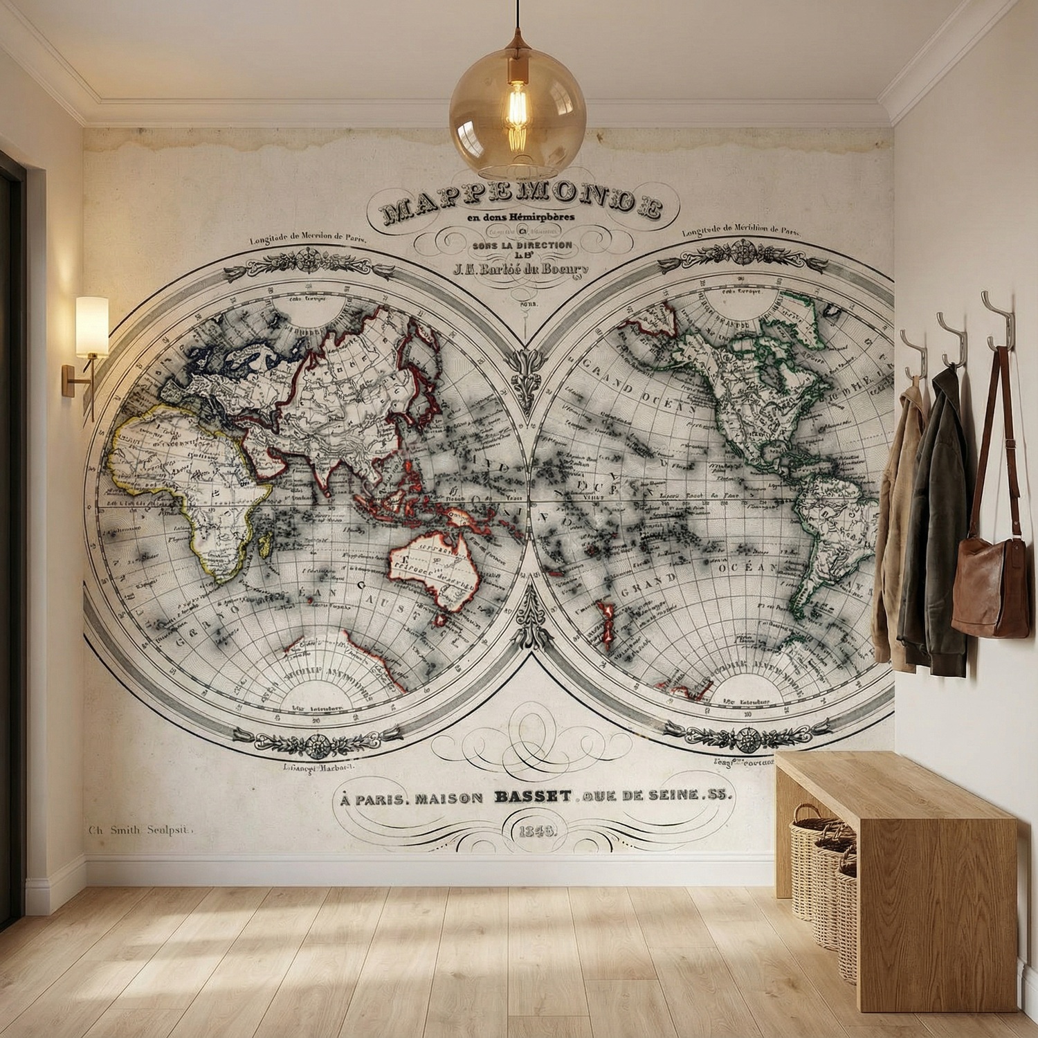 Wall Murals: Map of the World 1848