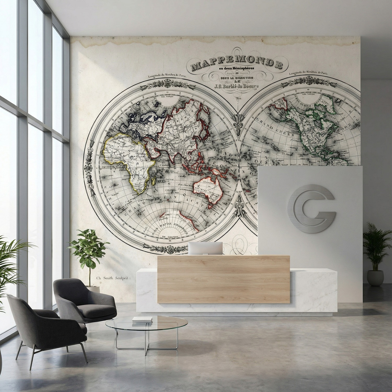 Wall Murals: Map of the World 1848