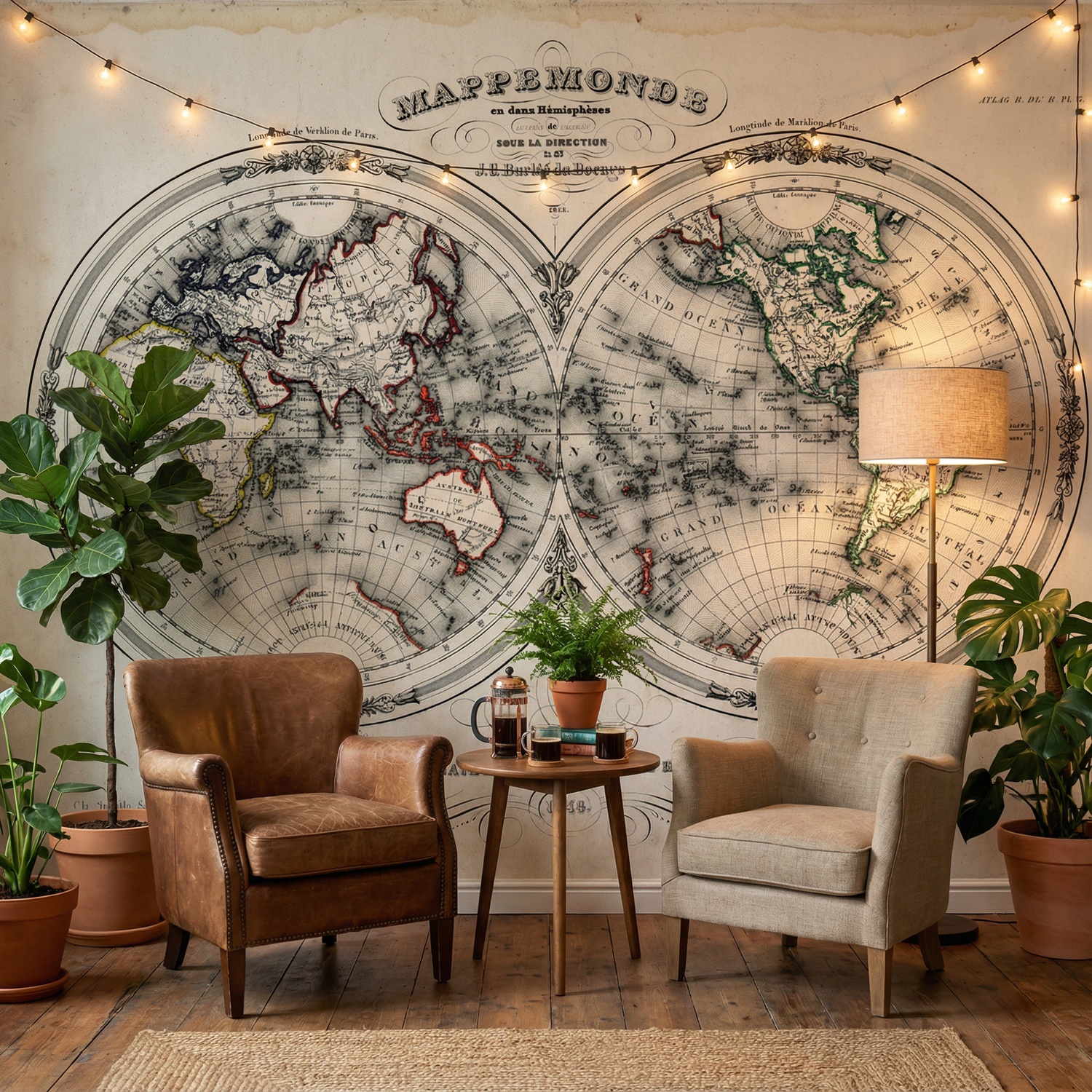 Wall Murals: Map of the World 1848