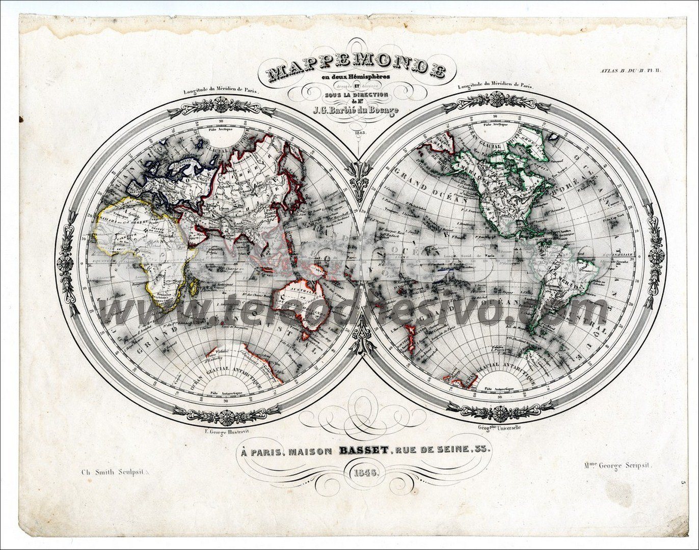 Wall Murals: Map of the World 1848