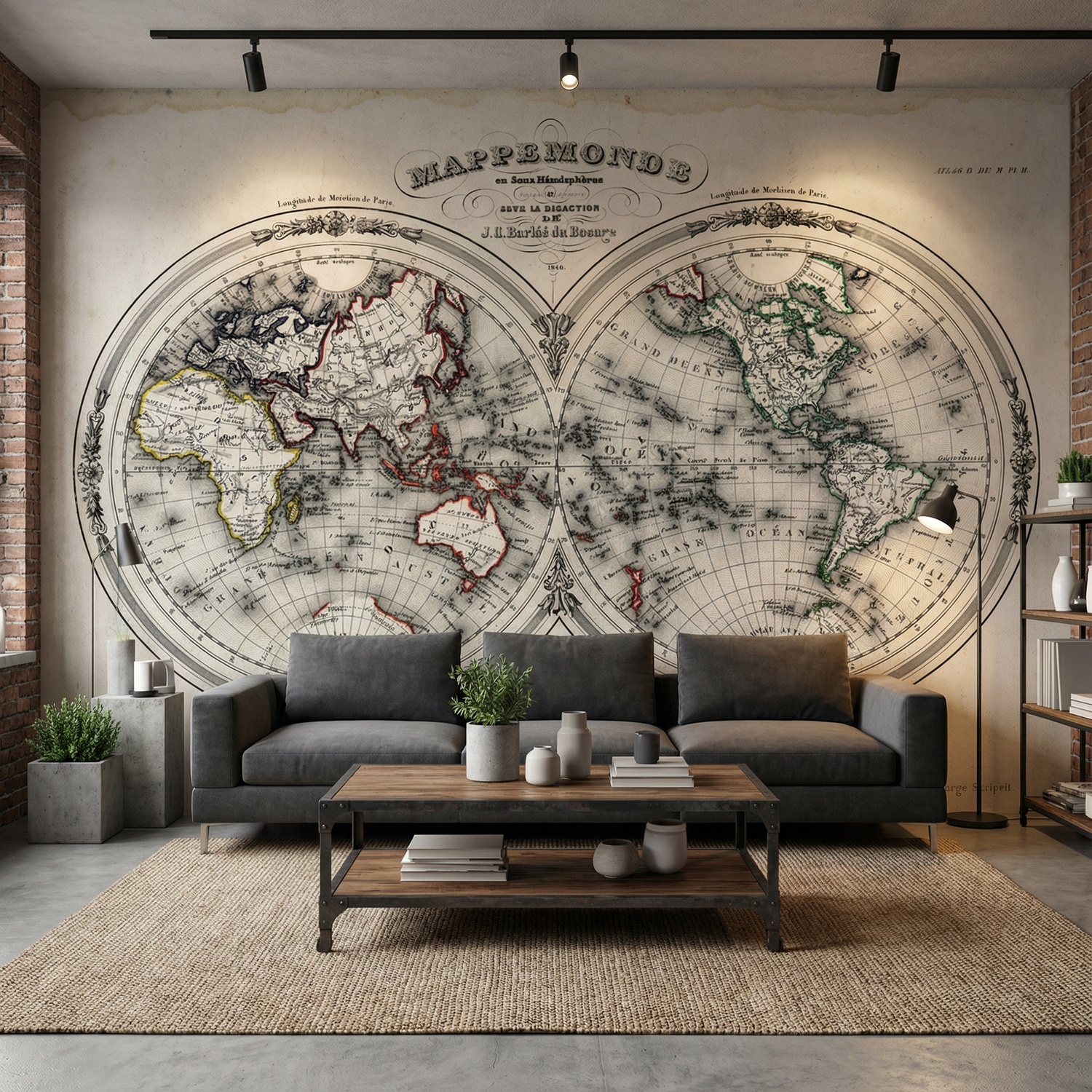 Wall Murals: Map of the World 1848