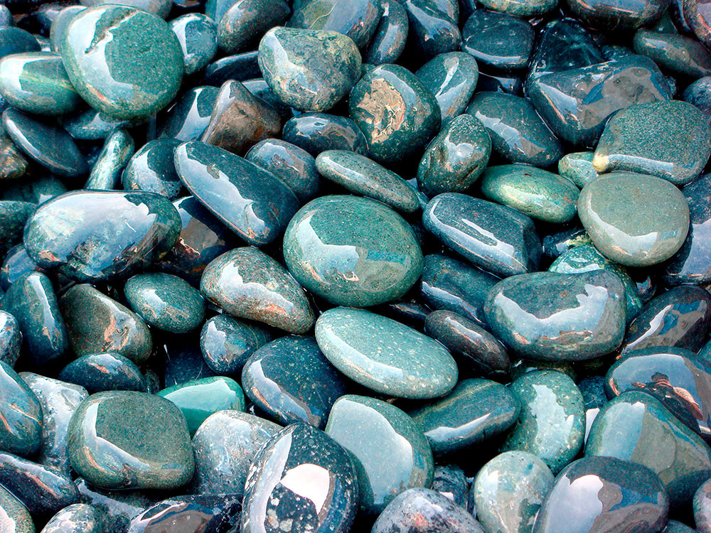 Wall Murals: Wet river stones