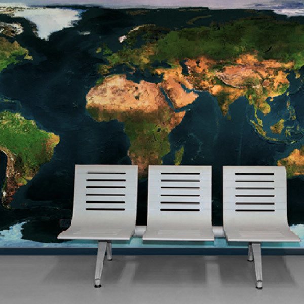 Wall Murals: World map from satellite