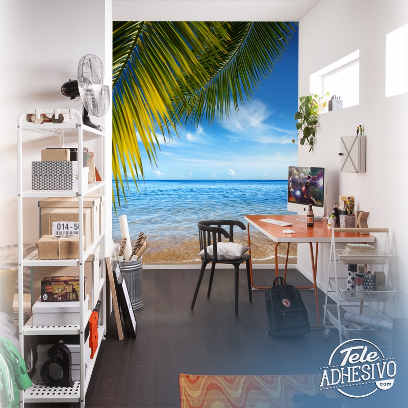 Wall Murals: Beach under the palm tree