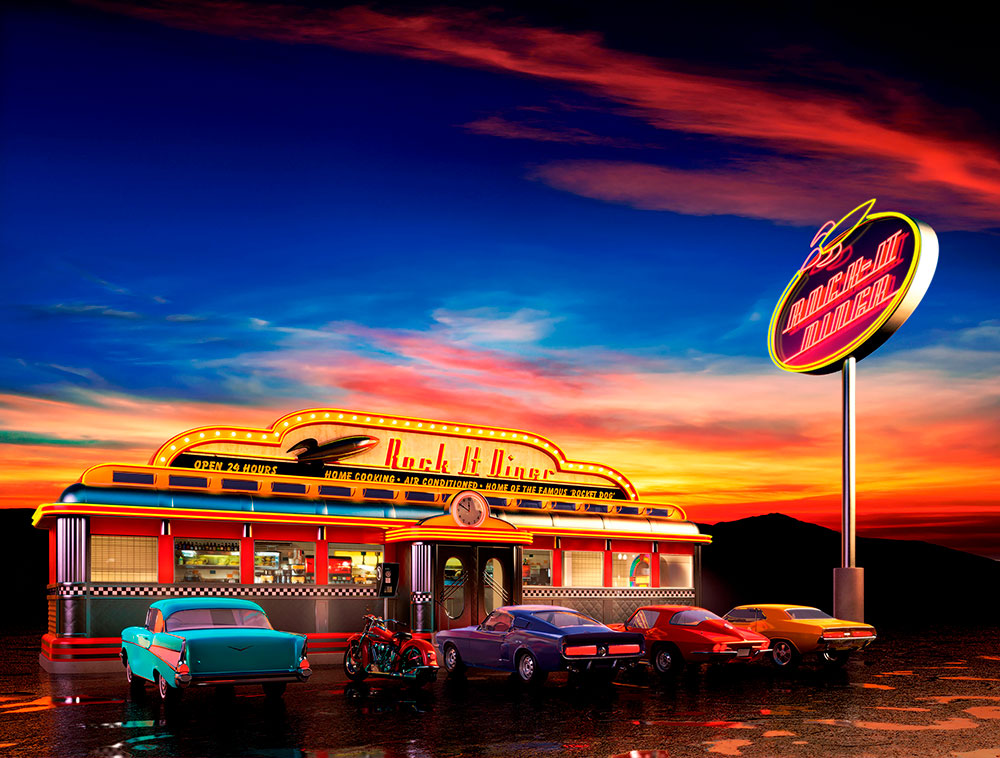 Wall Murals: Rock It Diner Cafe
