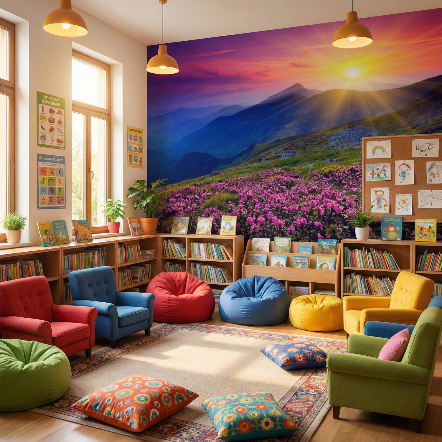 Wall Murals: Sunset in the mountains