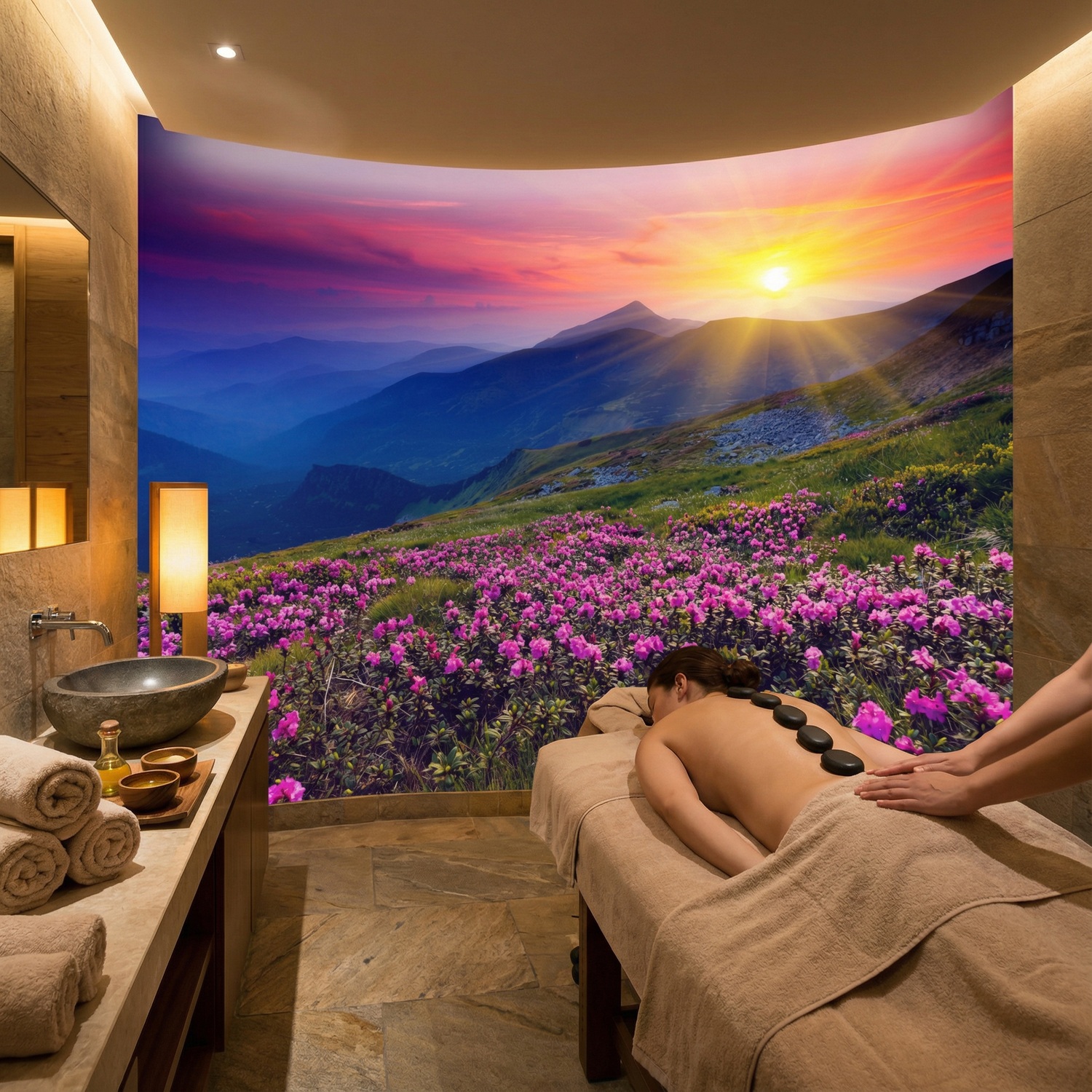 Wall Murals: Sunset in the mountains
