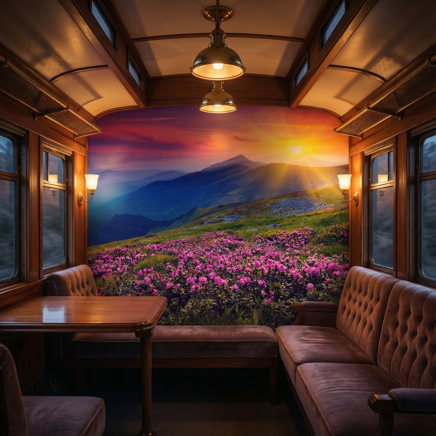 Wall Murals: Sunset in the mountains