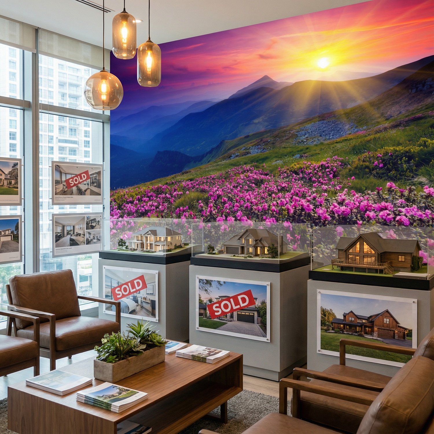 Wall Murals: Sunset in the mountains