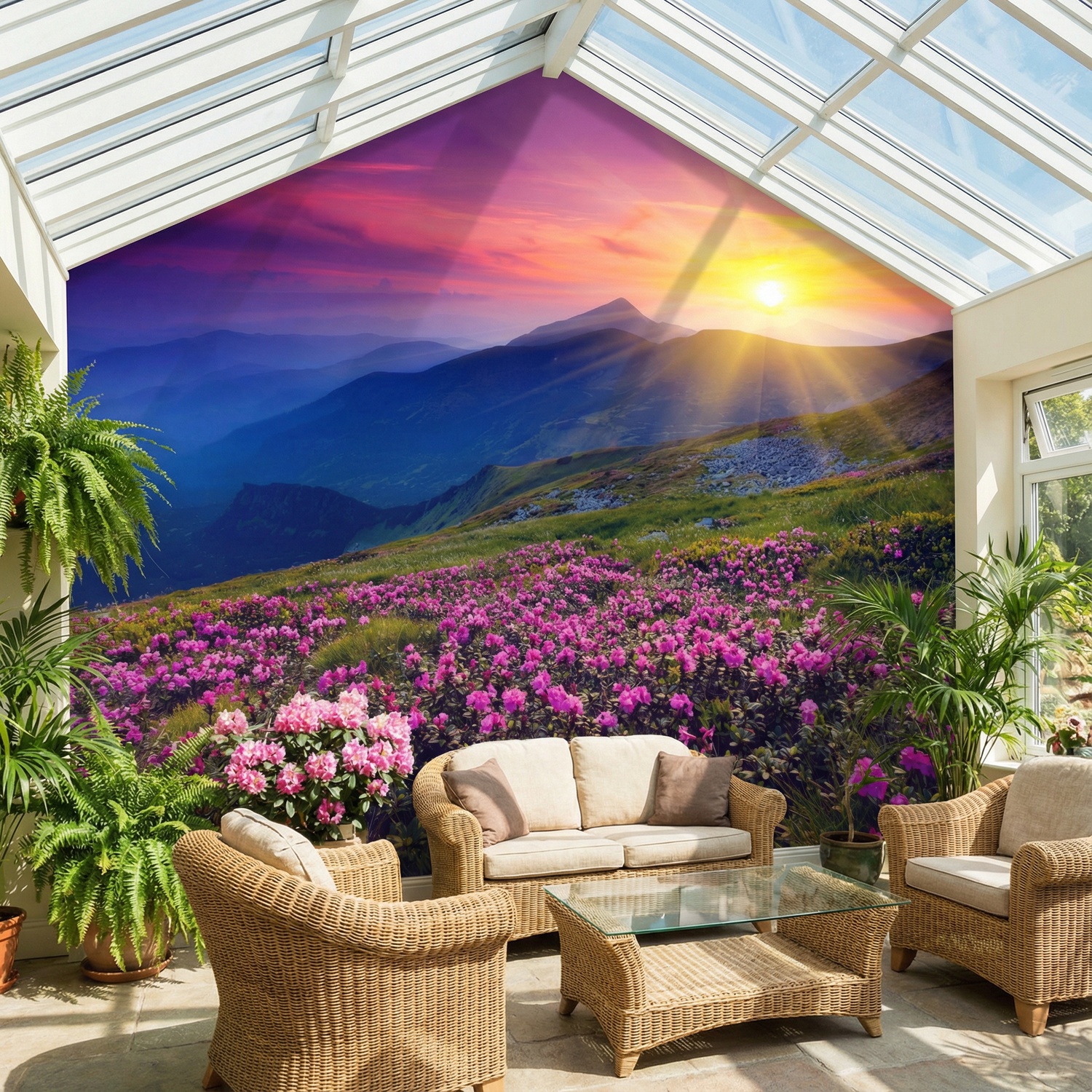 Wall Murals: Sunset in the mountains