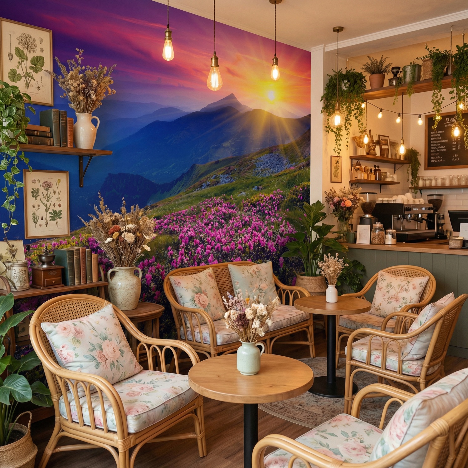 Wall Murals: Sunset in the mountains