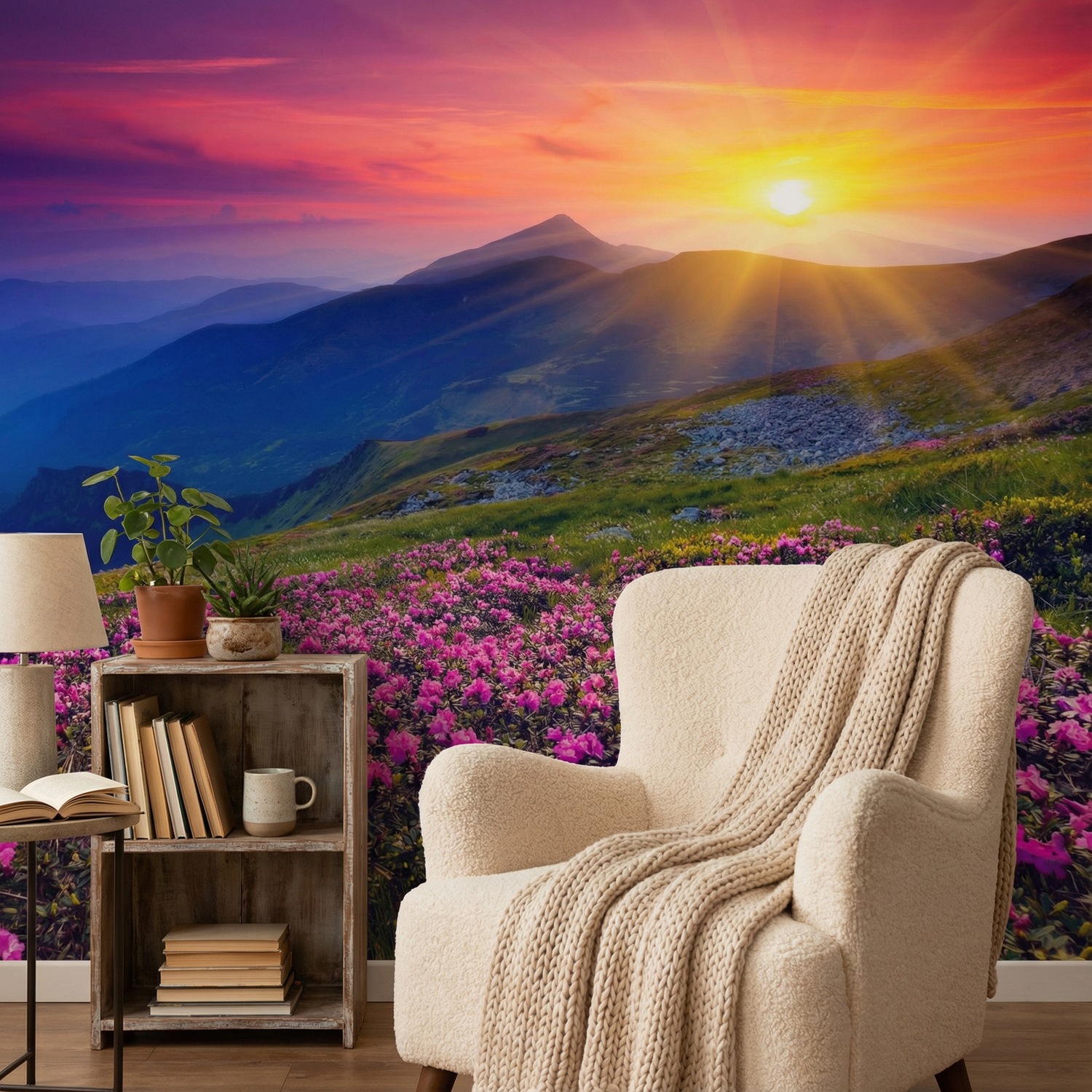 Wall Murals: Sunset in the mountains