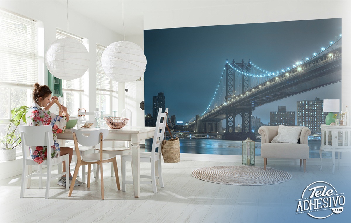 Wall Murals: Brooklyn with blue lights