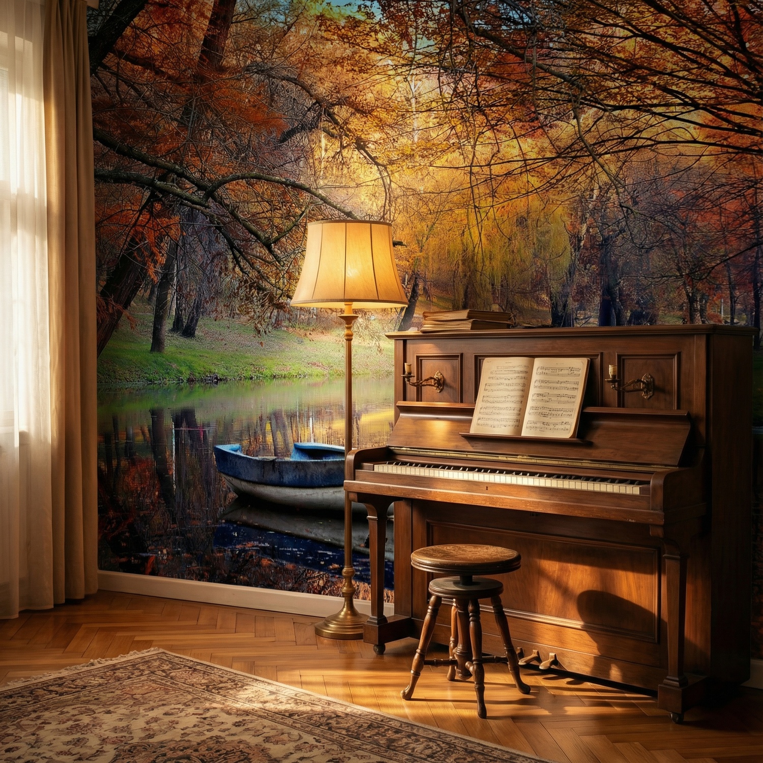 Wall Murals: Autumnal pond