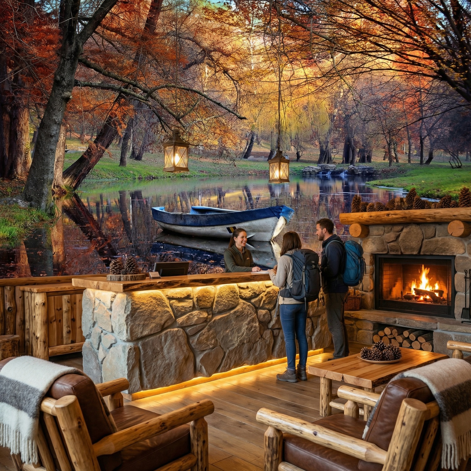 Wall Murals: Autumnal pond