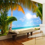 Wall Murals: Beach with palm trees 2
