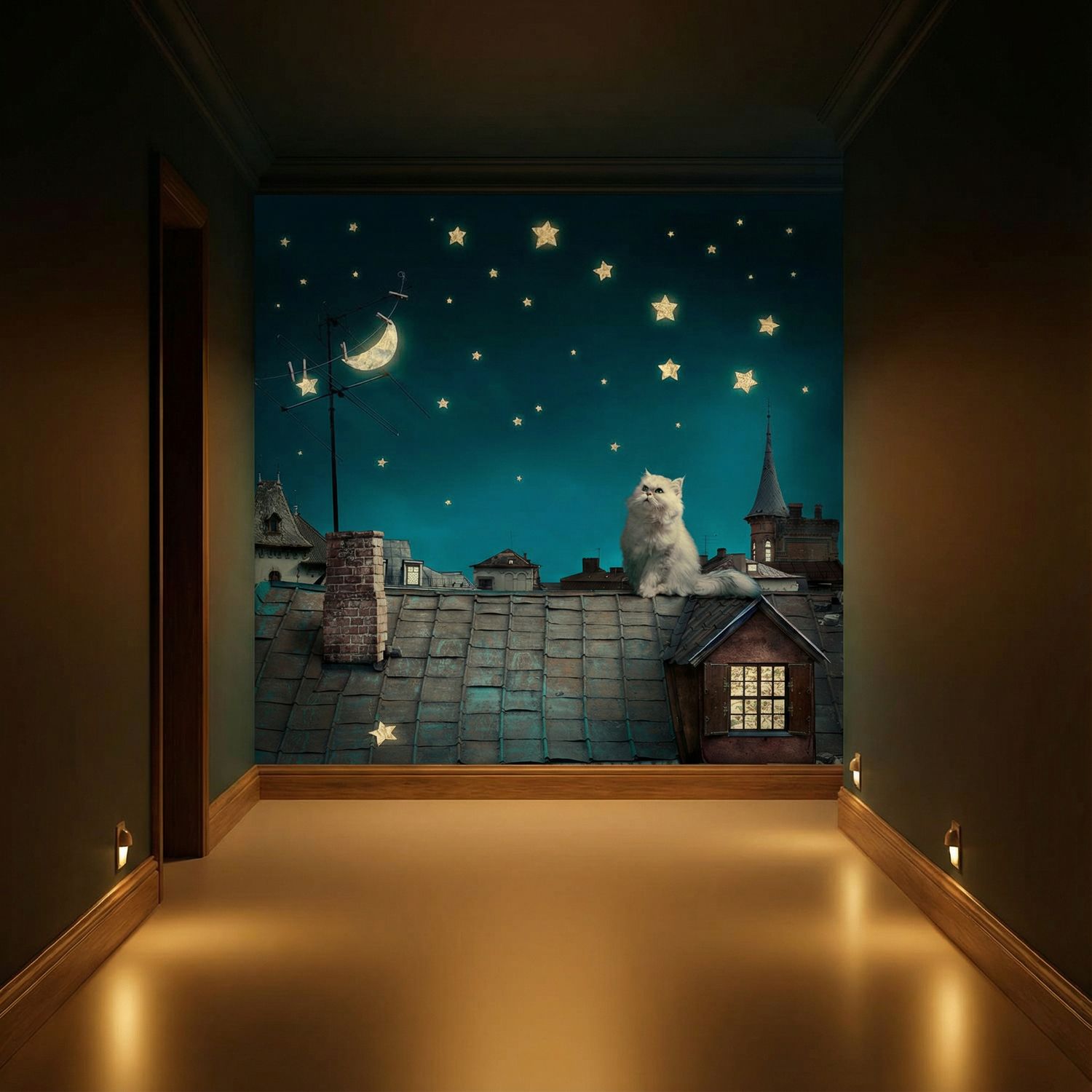 Wall Murals: Cat on the roof