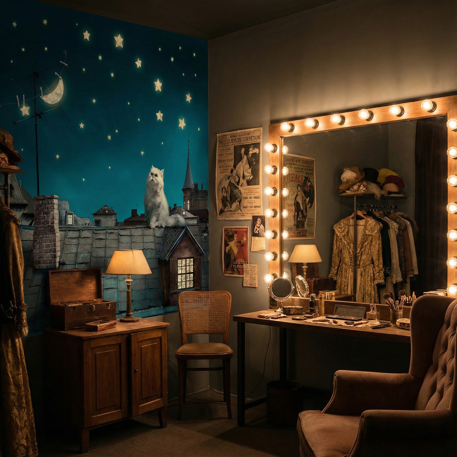 Wall Murals: Cat on the roof