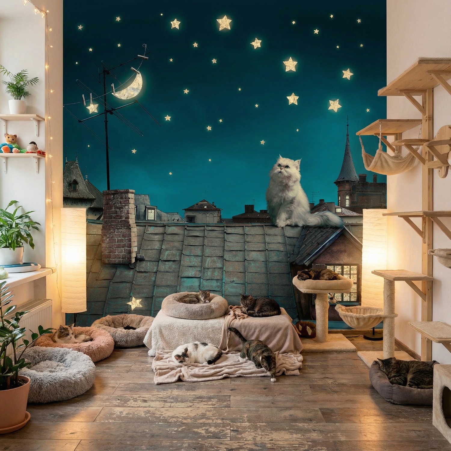 Wall Murals: Cat on the roof
