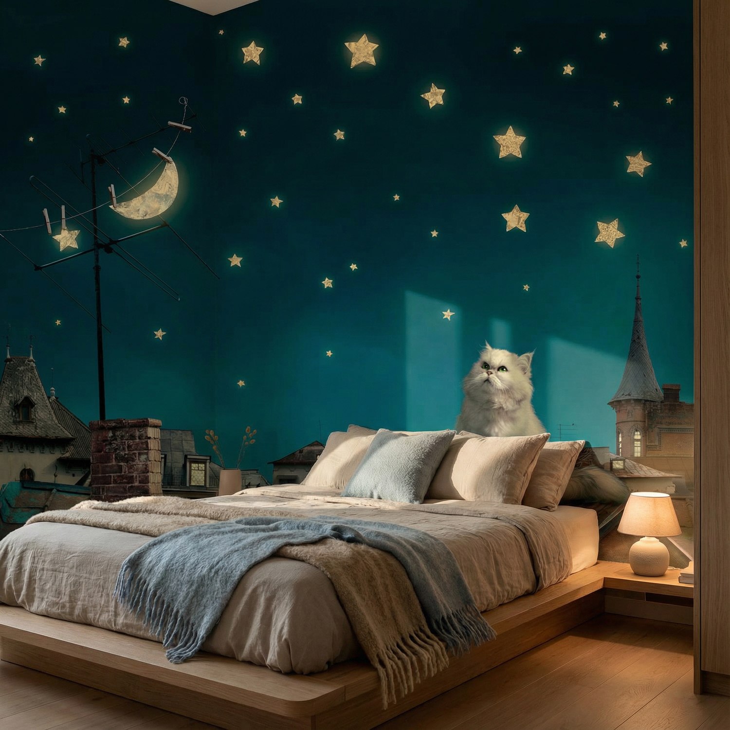 Wall Murals: Cat on the roof