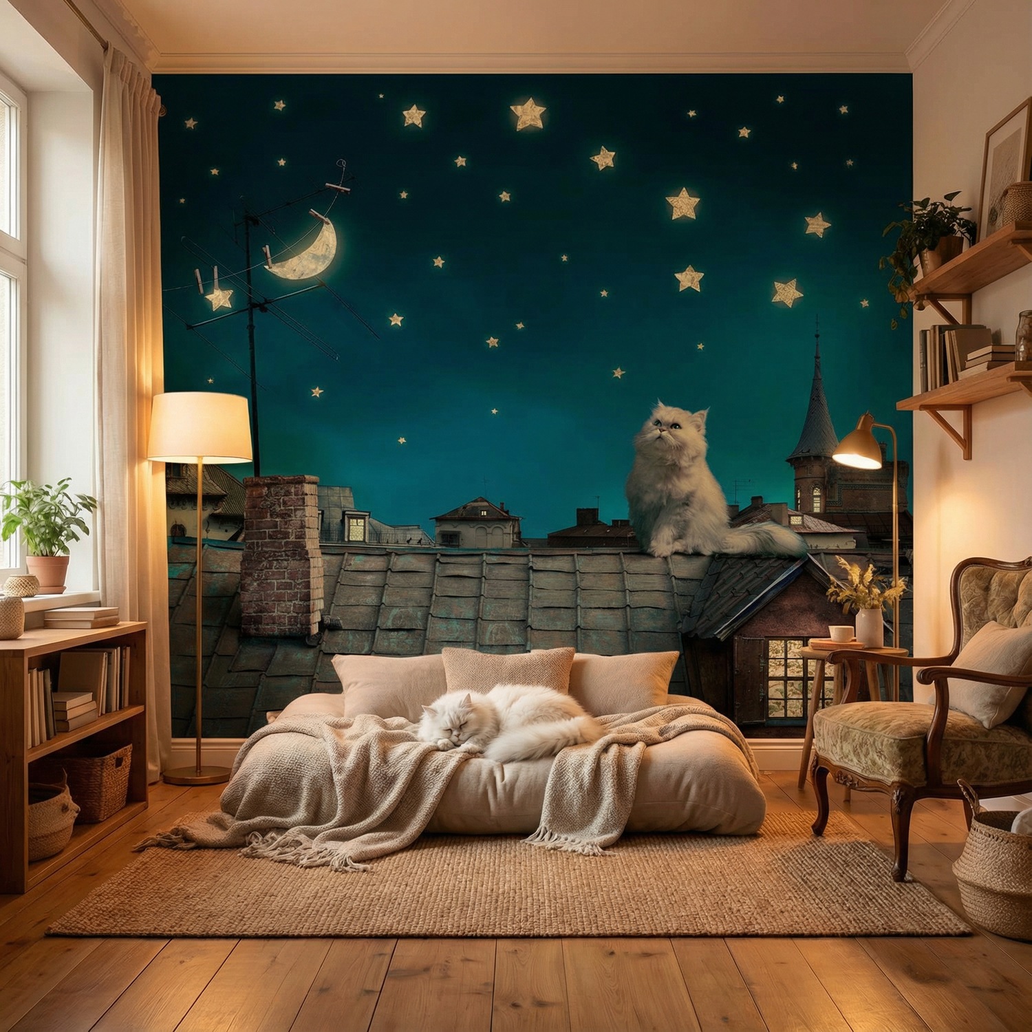 Wall Murals: Cat on the roof