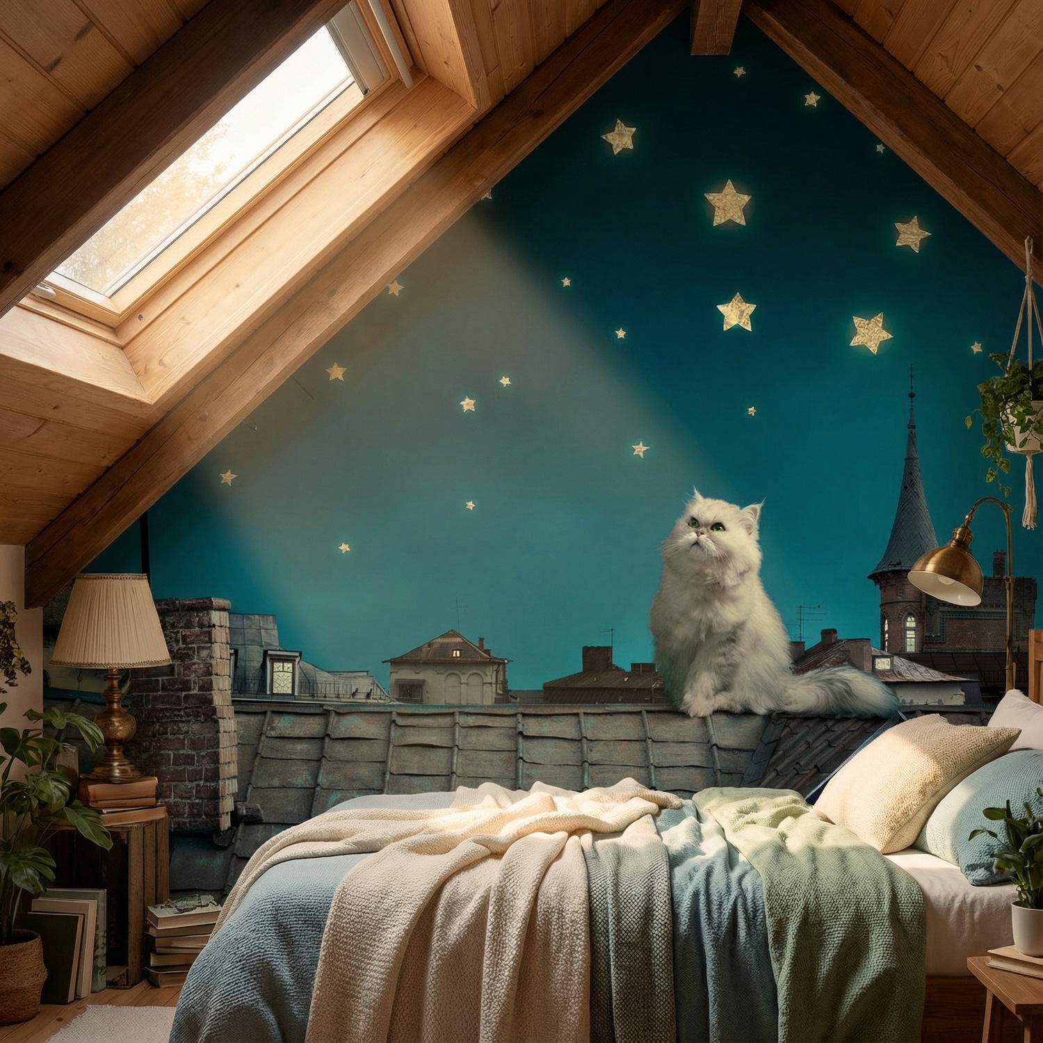 Wall Murals: Cat on the roof