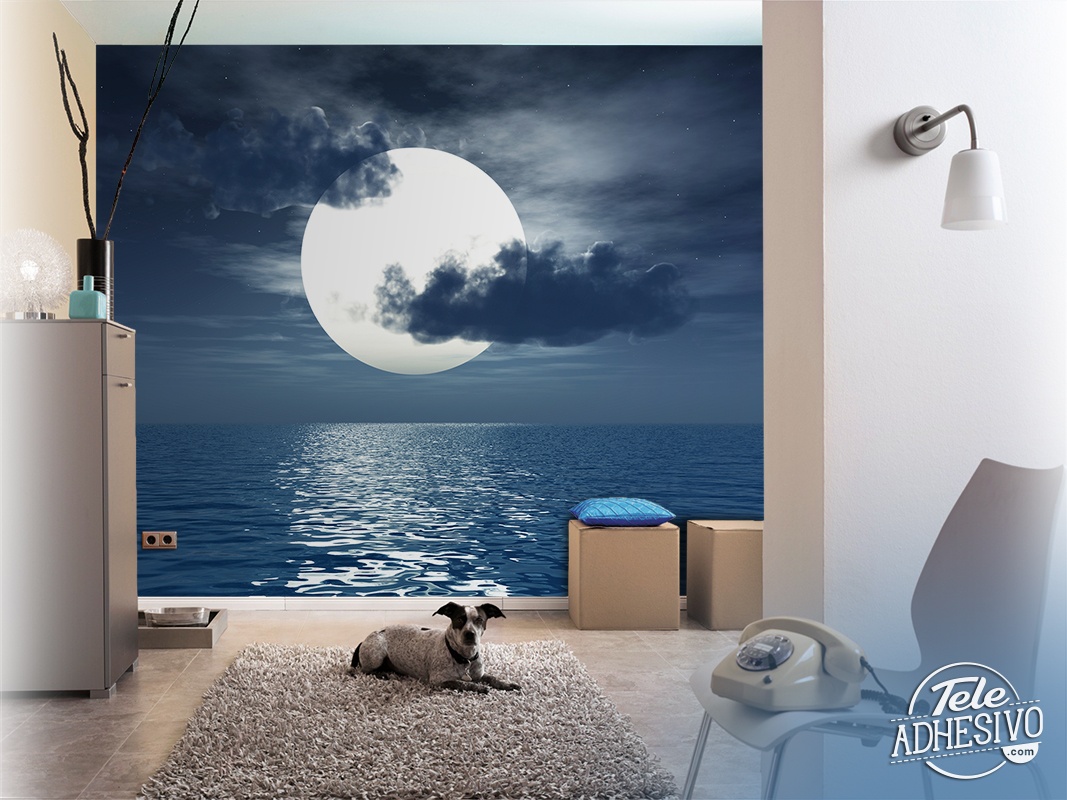 Wall Murals: Moon over the sea