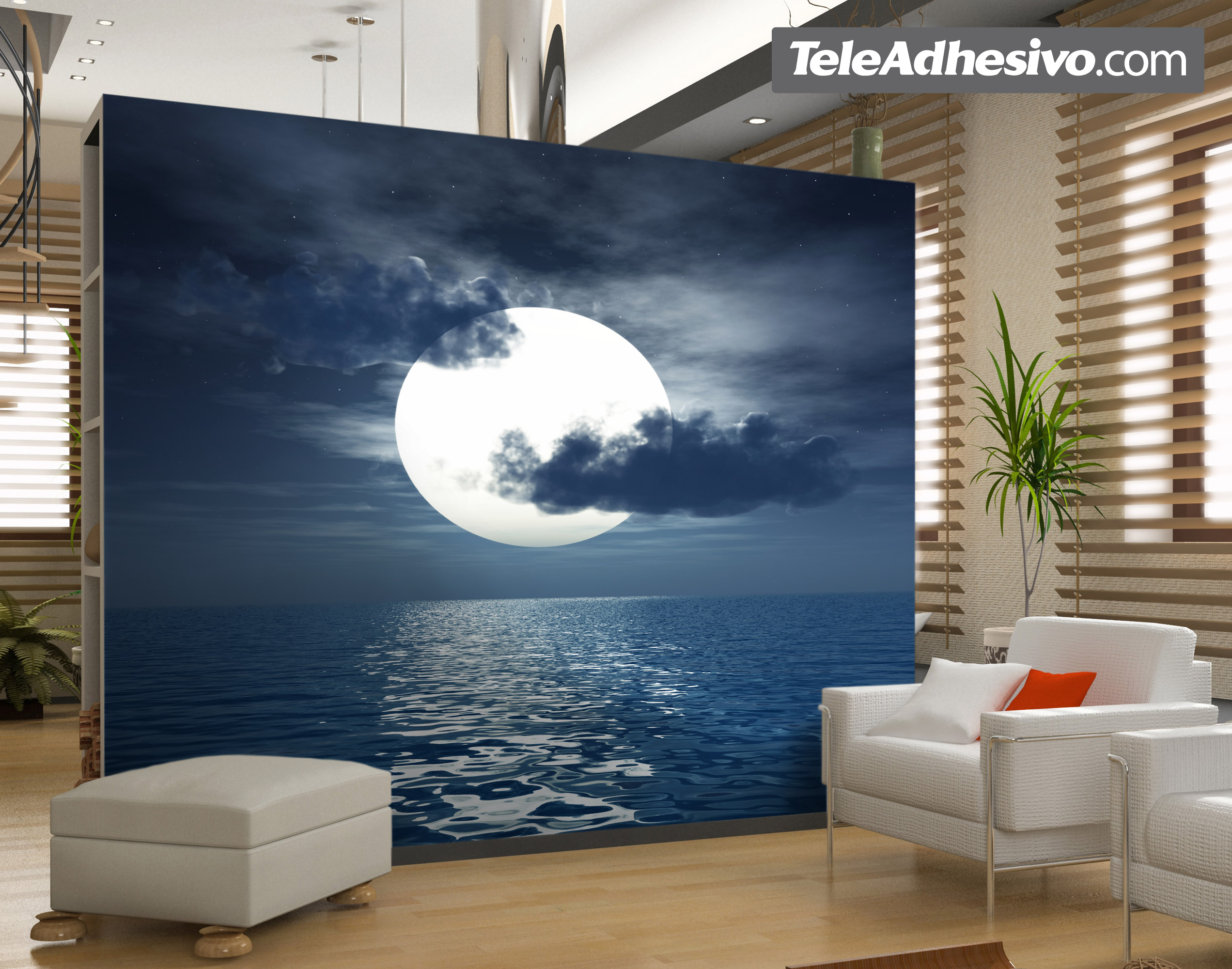 Wall Murals: Moon over the sea