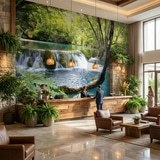 Wall Murals: Vegetation and river with waterfall 14