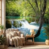 Wall Murals: Vegetation and river with waterfall 6