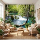 Wall Murals: Vegetation and river with waterfall 8