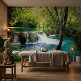 Wall Murals: Vegetation and river with waterfall 10