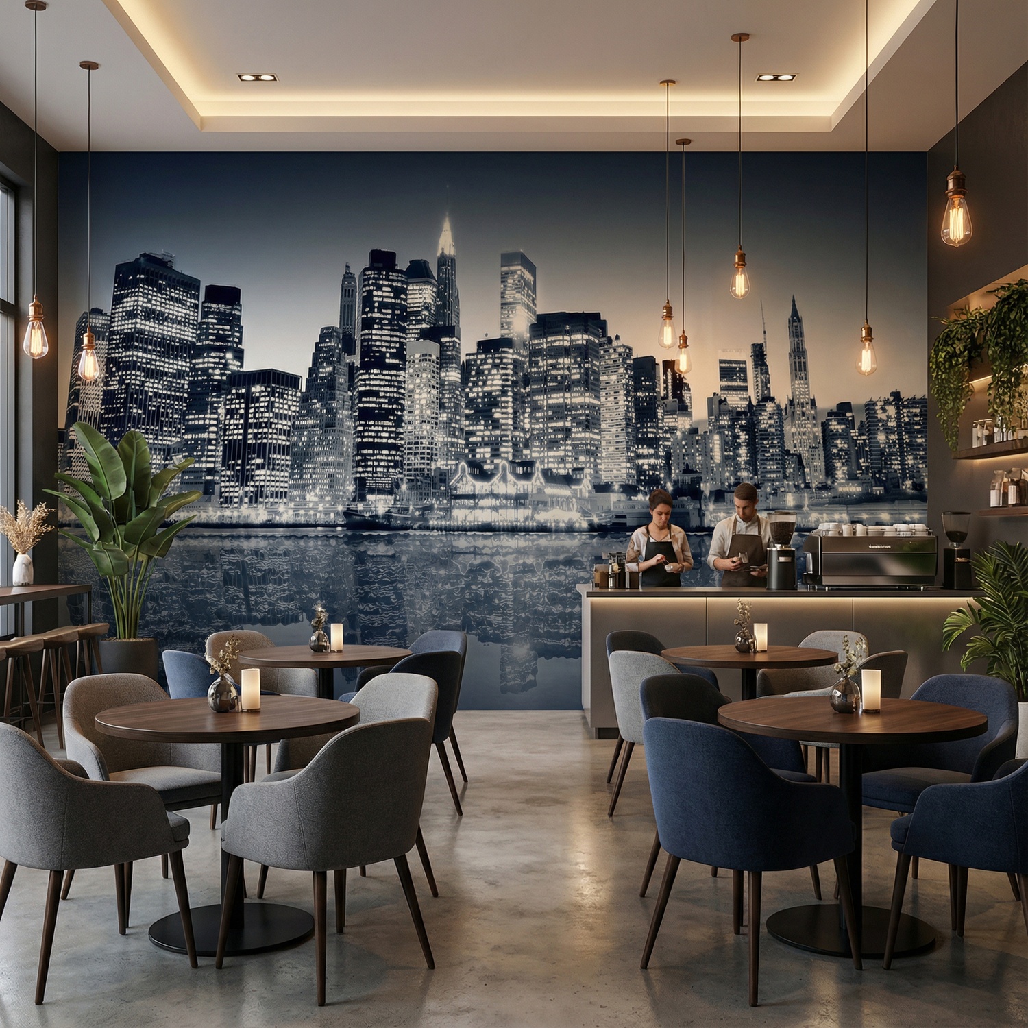 Wall Murals: Blue Night Manhattan