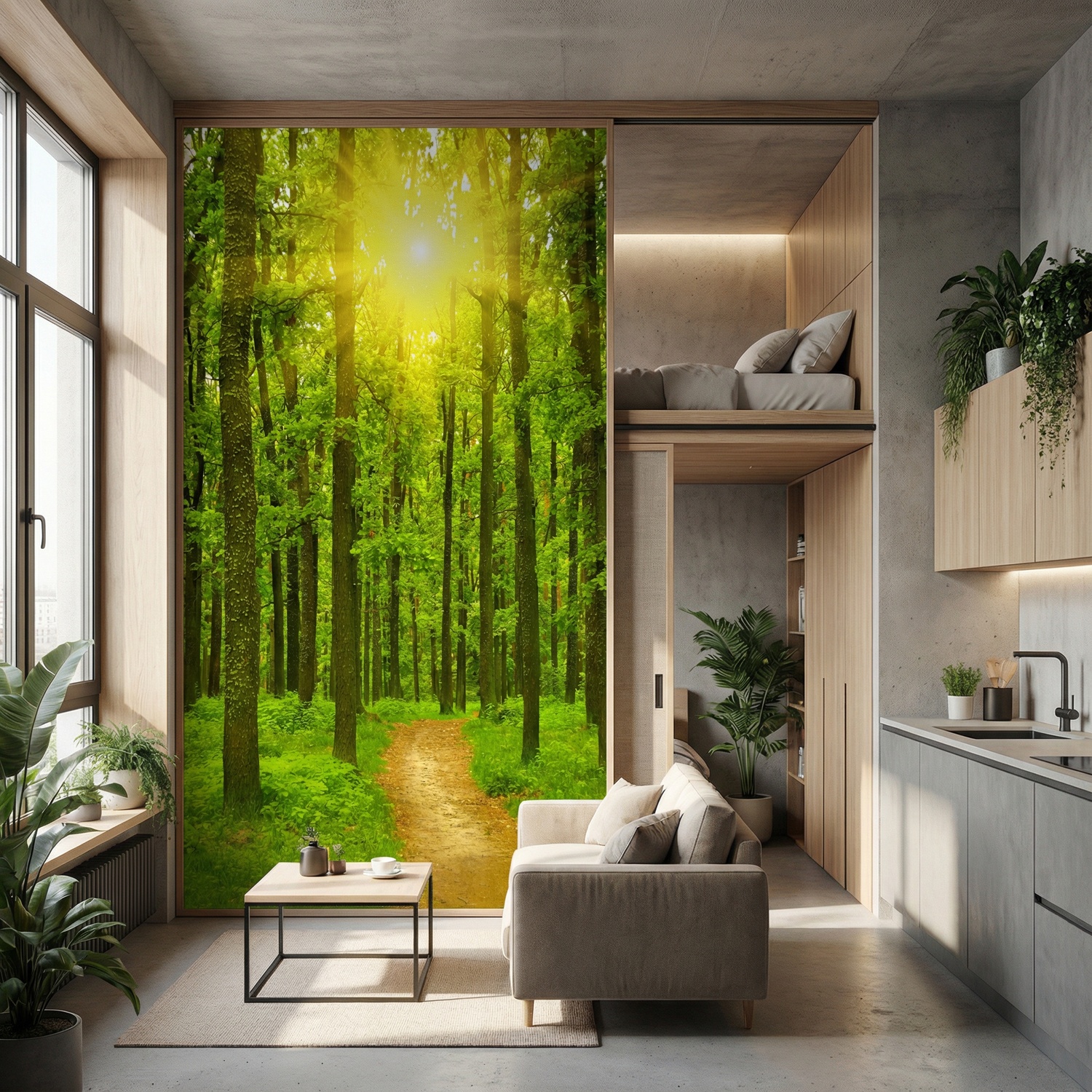 Wall Murals: Sunset in the forest