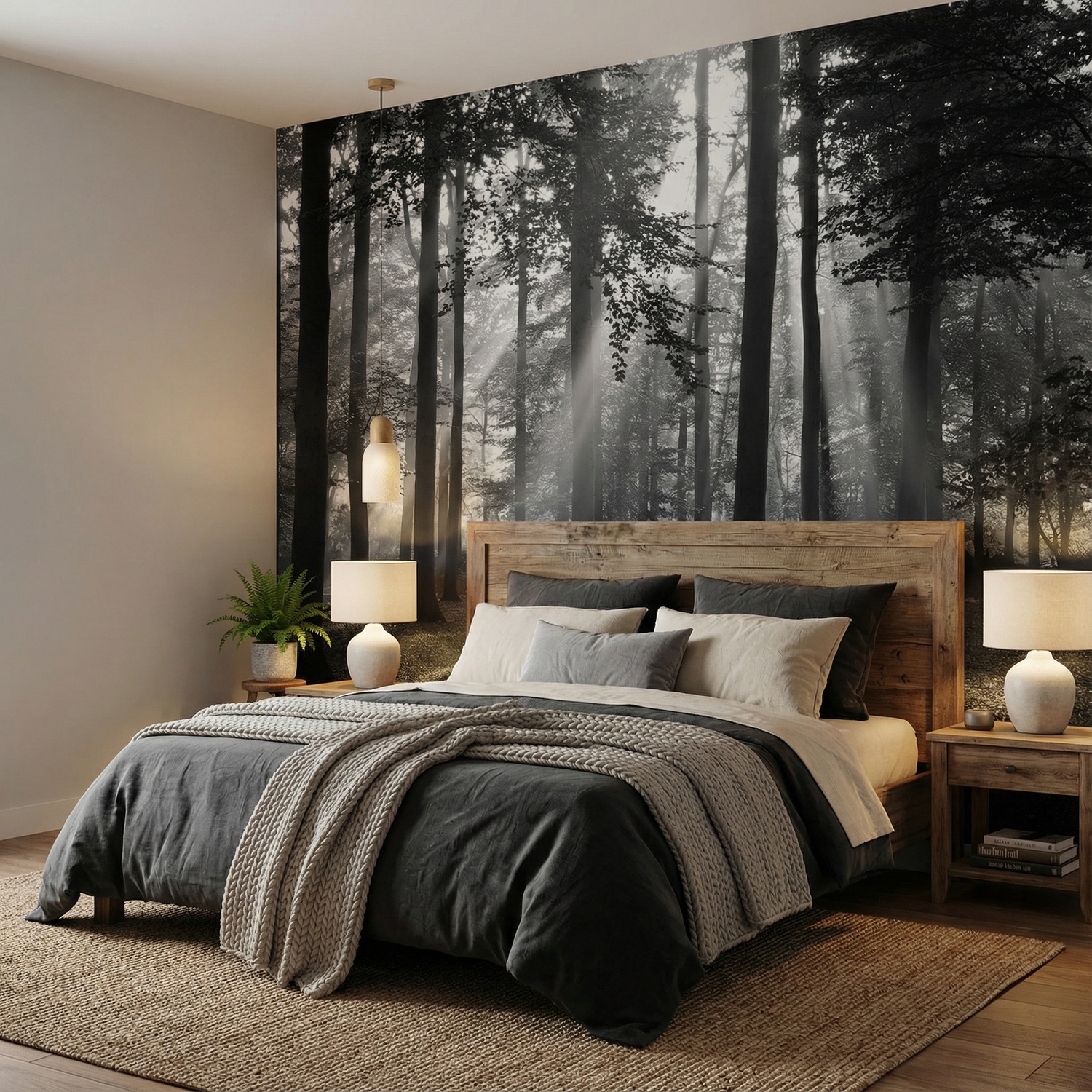 Wall Murals: Forest in black and white