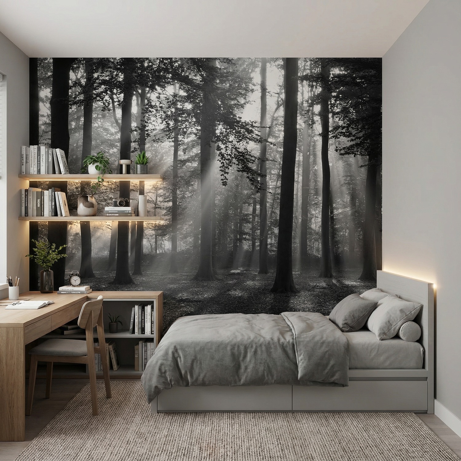 Wall Murals: Forest in black and white