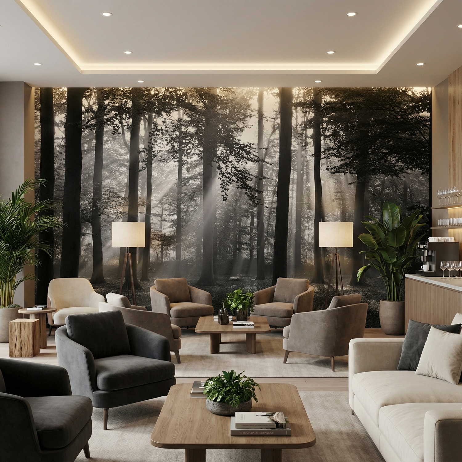 Wall Murals: Forest in black and white